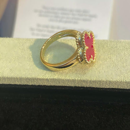 NEW CLOVER PINK ENAMEL RINGS