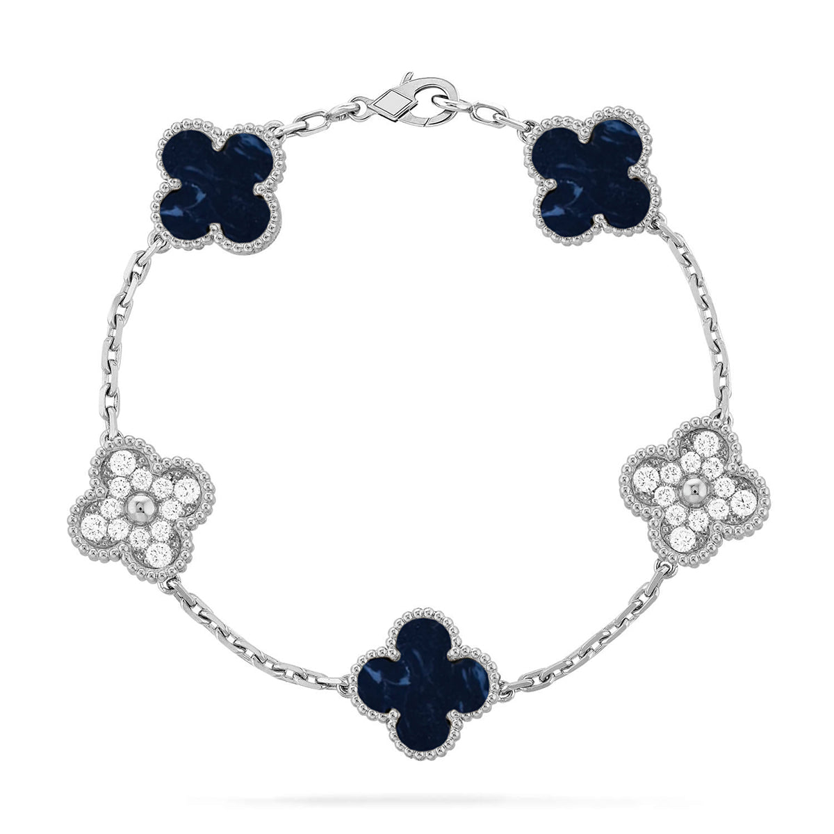 Lucky 5-Motif Clover Prosperity Bracelet - Natural Pietersite Gemstone