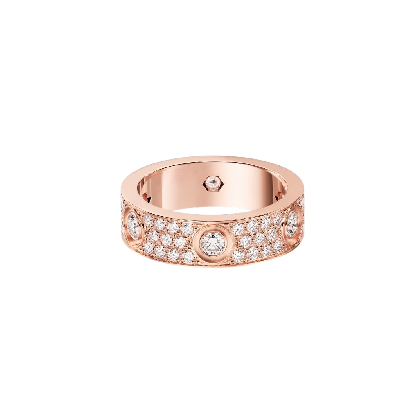 LOVE Pavé & 6-Diamant-Ring - 5.5mm Klassische Ringschiene - Volle Pavé-Brillanz & Ikonische Schrauben