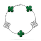 Lucky Clover 5-Motif Bracelet - Malachite Collection