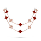 Klassische lange Halskette „Lucky Clover“ mit 20 Motiven, Roségold-Kollektion