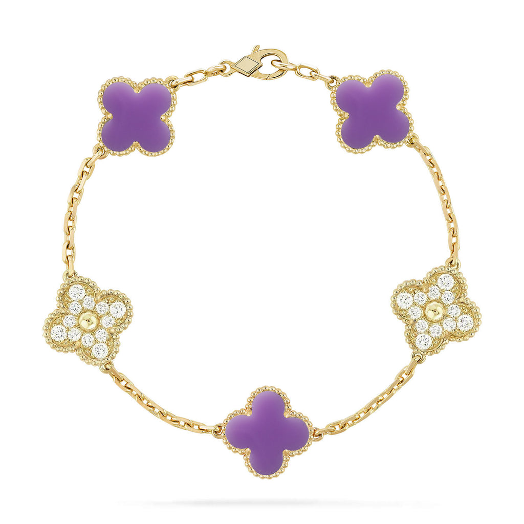 Lucky Clover Armband mit 5 Motiven – Lavender Kollektion
