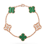 Lucky Clover 5-Motif Bracelet - Malachite Collection