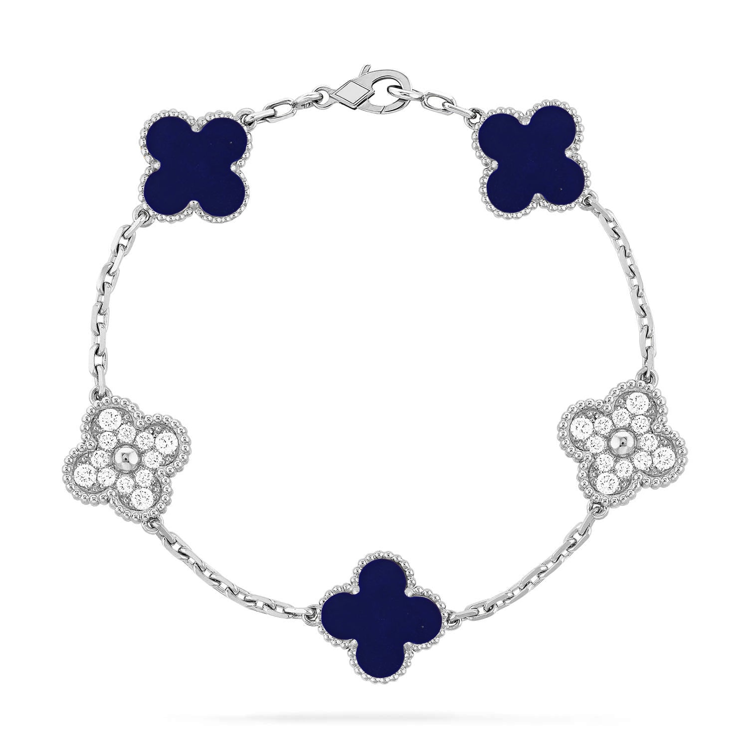Lucky 5-Motif Clover Wisdom Bracelet - Natural Lapis Lazuli Gemstone