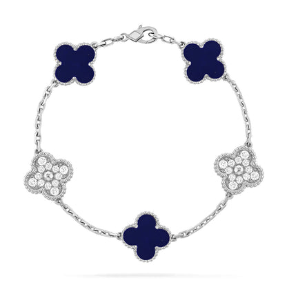 Lucky Clover Armband mit 5 Motiven - Lapislazuli Kollektion