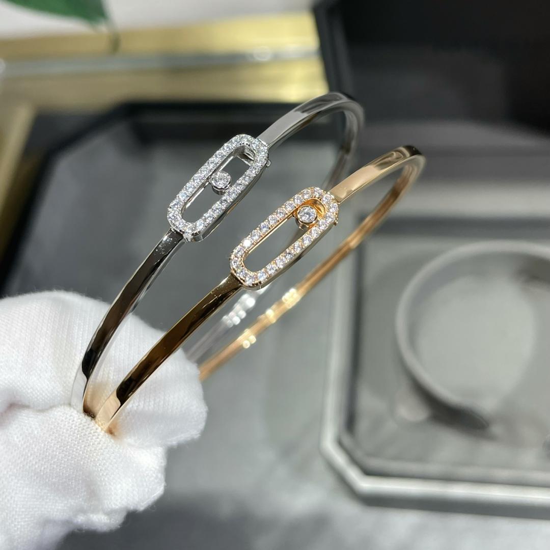 Move Uno Pavé Flex Armreif (Größe M) – Kinetische Diamant-Brillanz – Flexibler Luxus