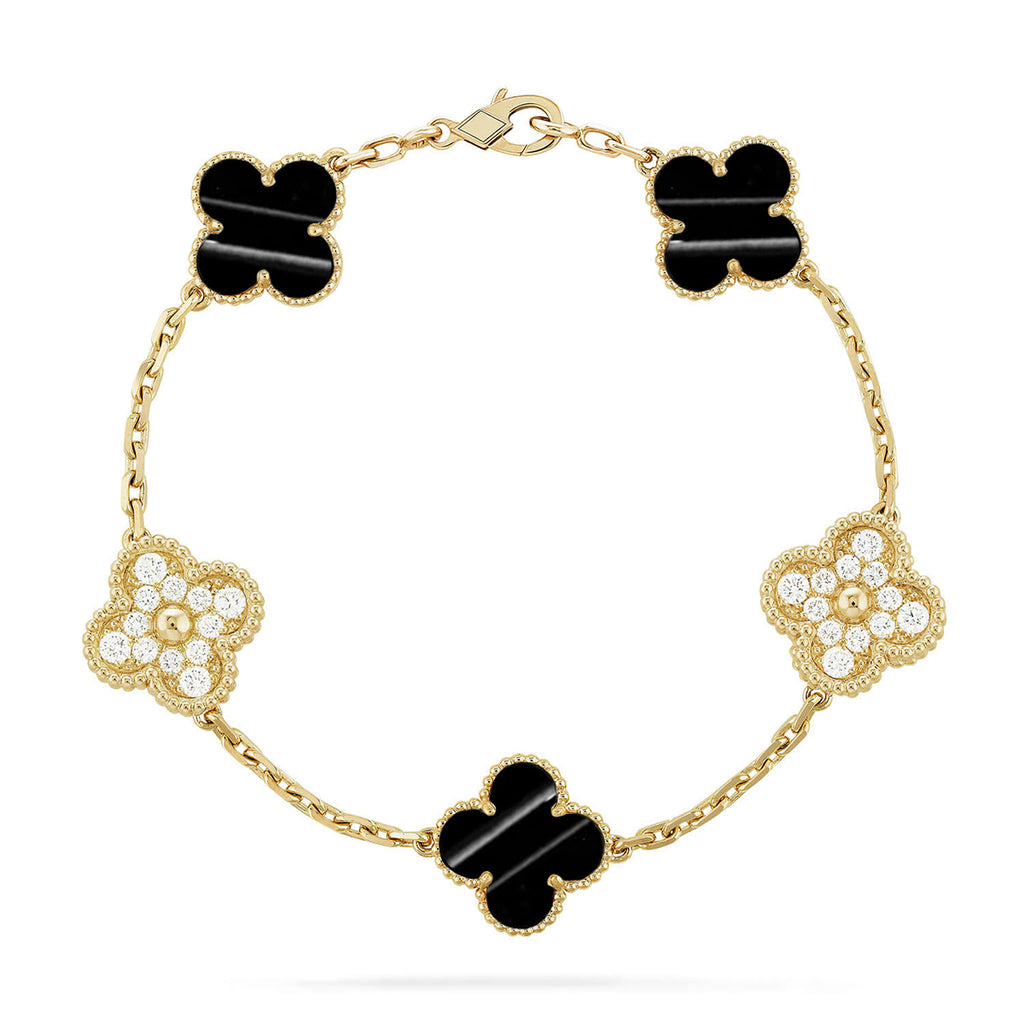 Lucky 5-Motif Clover Pulsar Resonance Bracelet - Natural Energy Gemstone