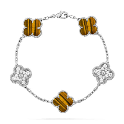 Lucky Clover 5-Motif Bracelet -  Tiger’s Eye Collection