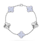 Lucky 5-Motif Clover Serenity Bracelet - Natural Violet Gemstone