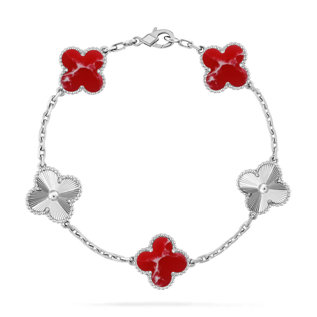 Armband Glücksklee 5 Motive – Kollektion Roter Larimar