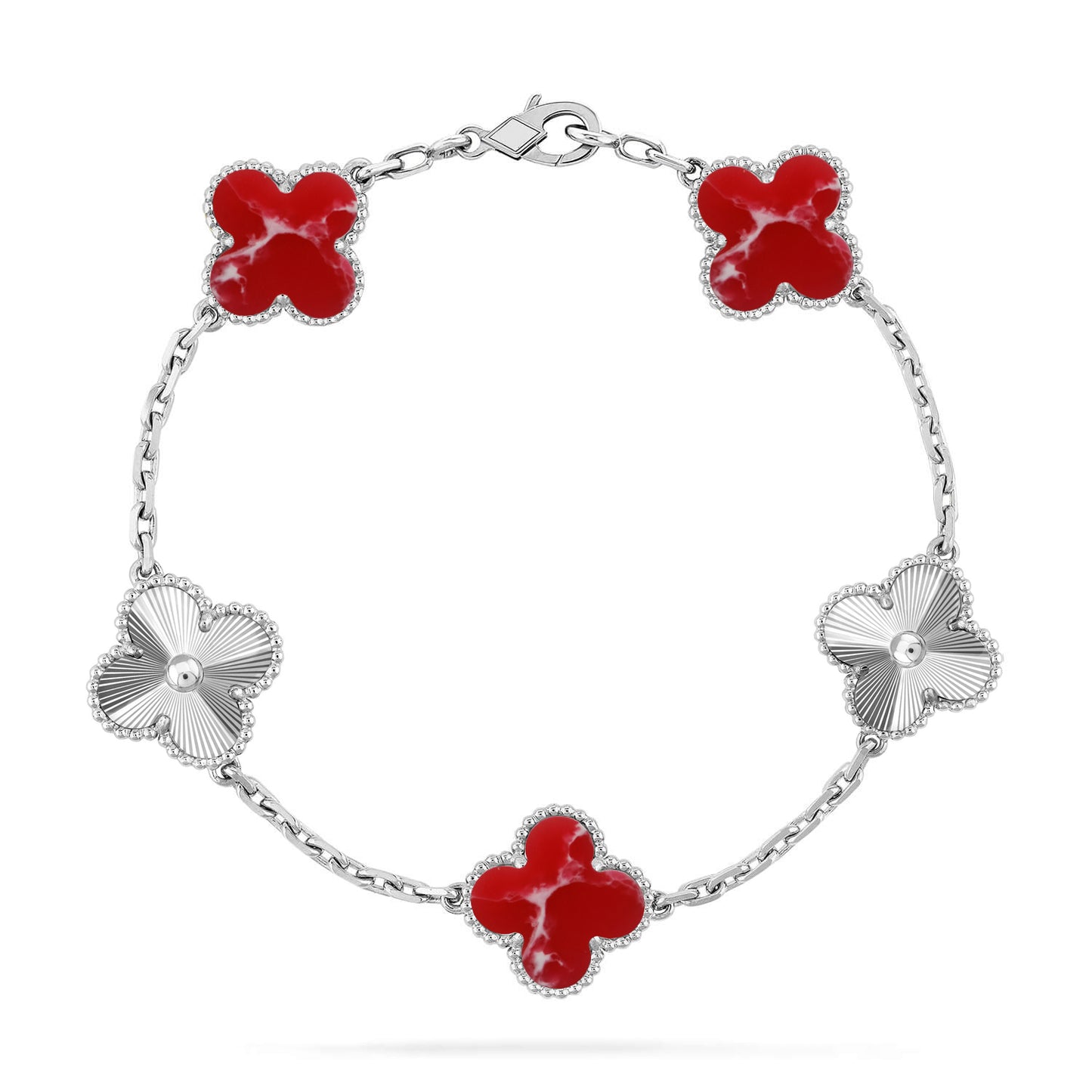Armband Glücksklee 5 Motive – Kollektion Roter Larimar