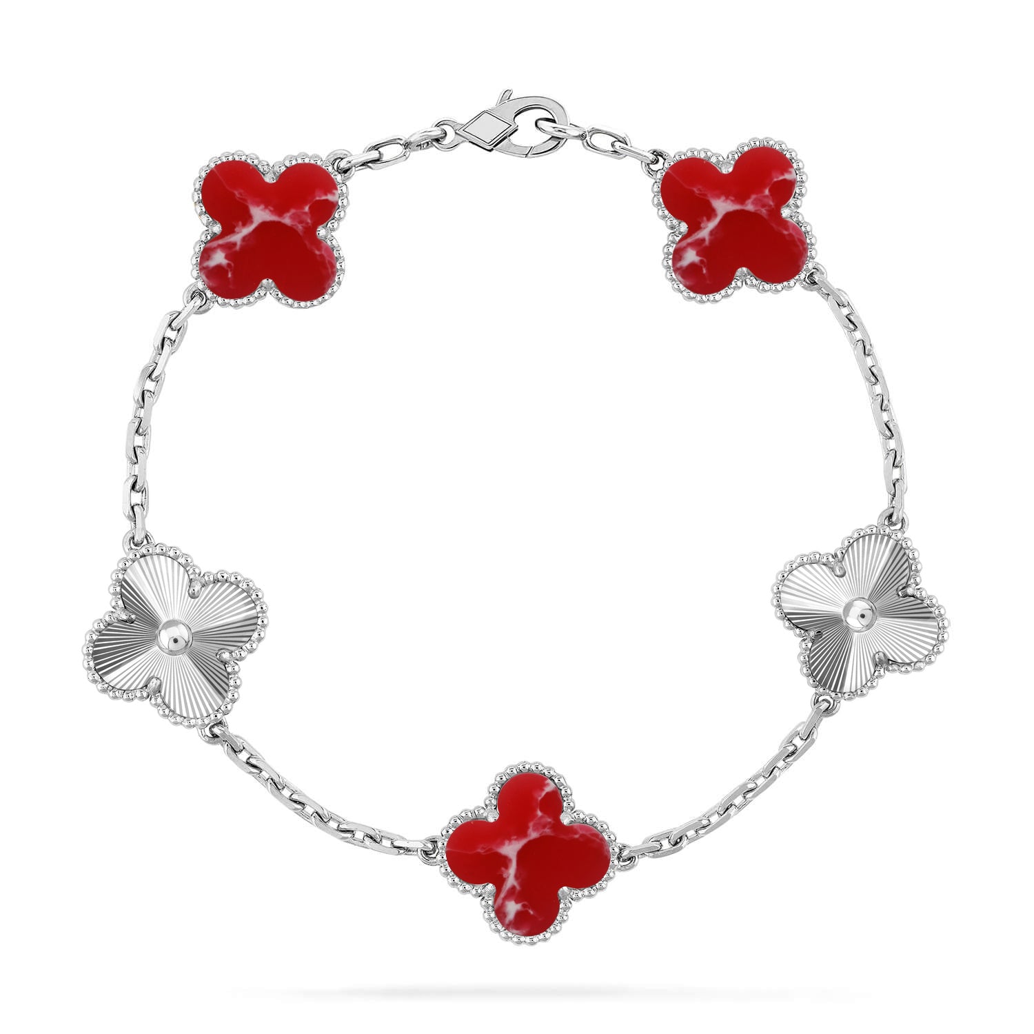Armband Glücksklee 5 Motive – Kollektion Roter Larimar