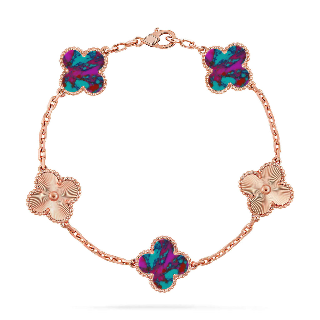 Glücksklee-Armband mit 5 Motiven – Multi-Edelstein-Kollektion