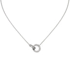 LOVE Double-Ring Pendant Full-Pavé Necklace