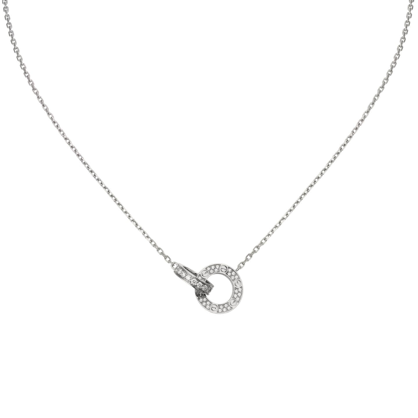 LOVE Double-Ring Pendant Necklace - Eternal Union & Harmony Talisman - Brilliant Diamond Accents