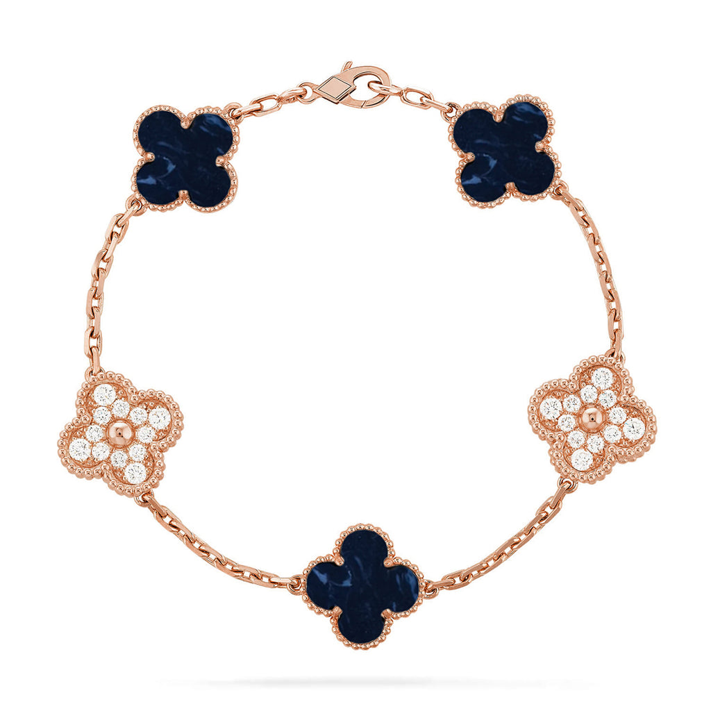 Lucky Clover 5-Motif Bracelet - Pietersite Collection