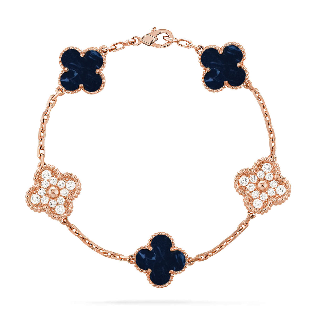Lucky 5-Motif Clover Prosperity Bracelet - Natural Pietersite Gemstone