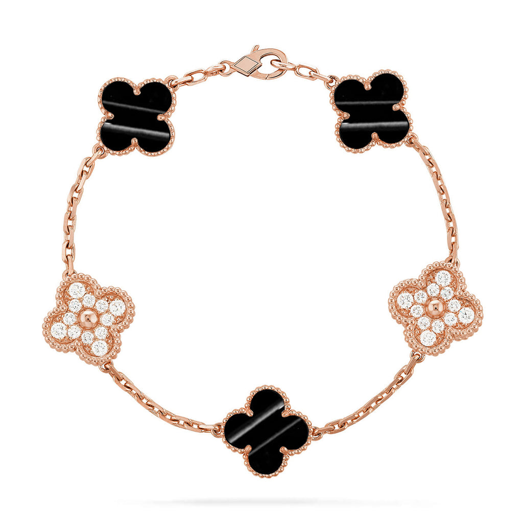 Lucky 5-Motif Clover Pulsar Resonance Bracelet - Natural Energy Gemstone