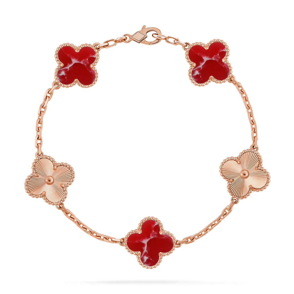 Armband Glücksklee 5 Motive – Kollektion Roter Larimar