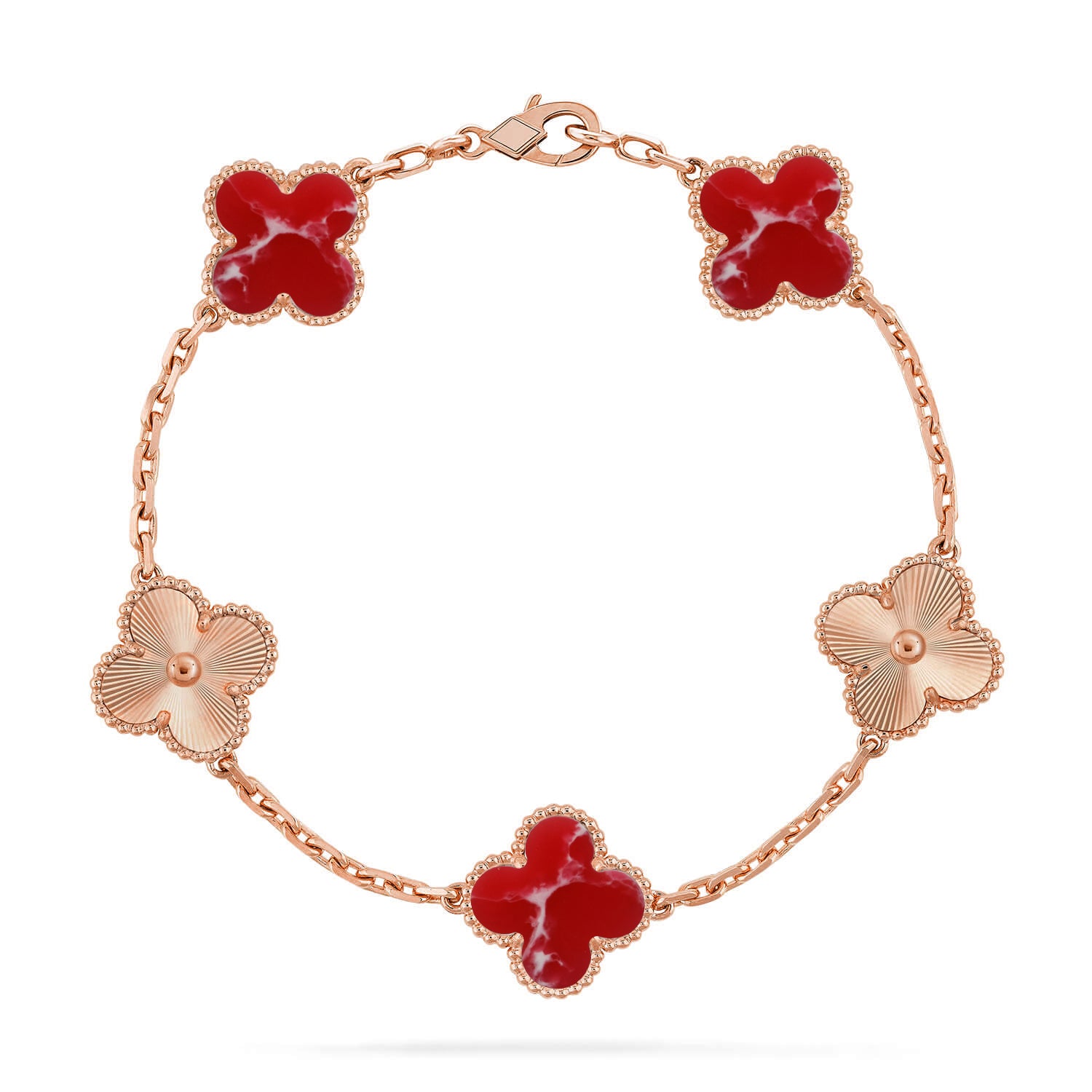 Armband Glücksklee 5 Motive – Kollektion Roter Larimar