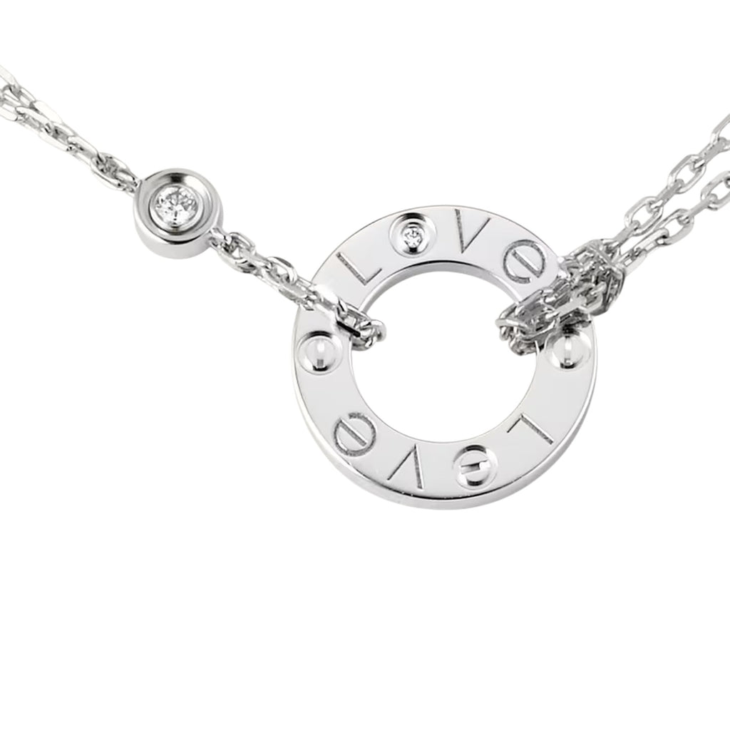 Liebes-Runder-Anhänger mit 2-Diamanten-Halskette
