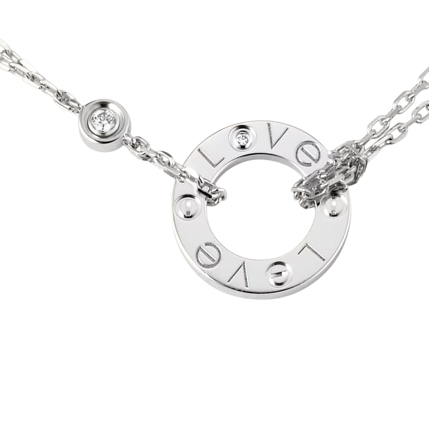 Love Circular Pendant Necklace - Harmony & Wholeness Talisman - 2-Diamond Accent