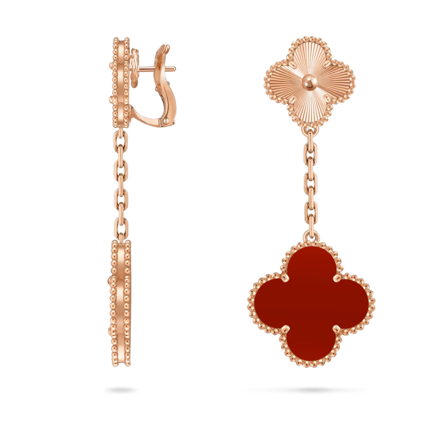 Clover Dual-Motif Statement Stud Earrings - Signature Double-Charm Design Collection