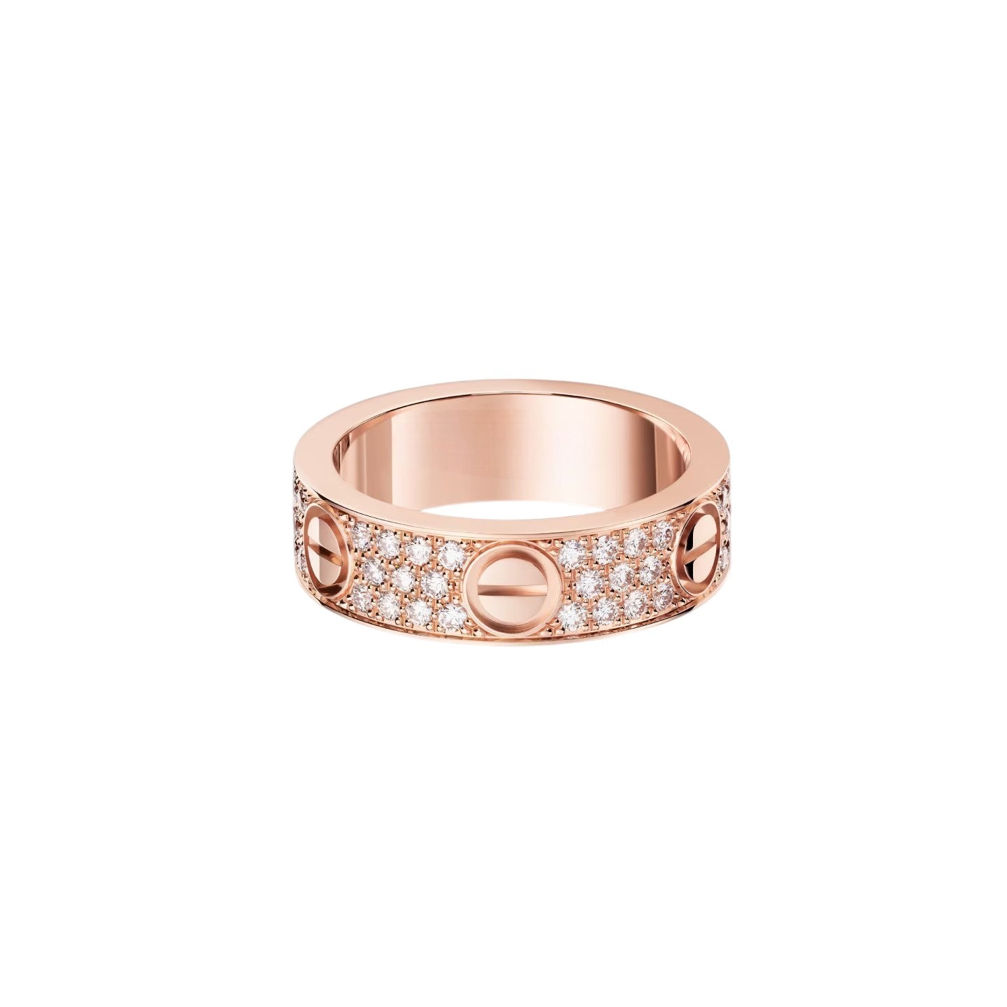 LOVE Voll-Pavé Diamantring – 5,5mm klassische Ringschiene – Ikonische Schrauben & maximale Brillanz