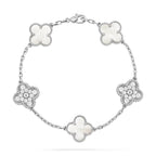 Glückliches 5-Motiv Kleeblattarmband - Natur Perlmutt