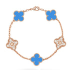 Lucky Clover 5-Motif Bracelet - Blue Agate Collection