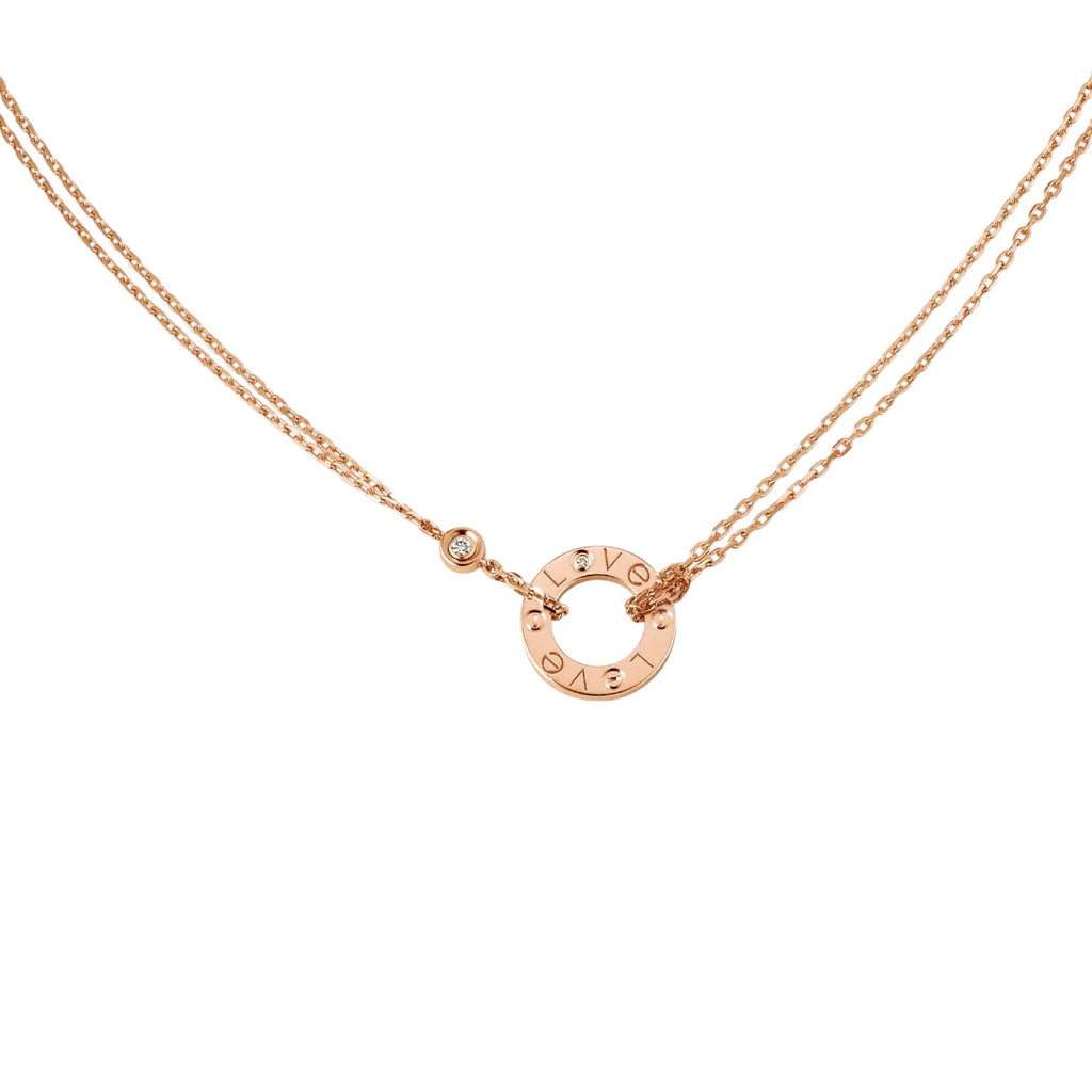 Liebes-Runder-Anhänger mit 2-Diamanten-Halskette