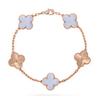 Lucky 5-Motif Clover Serenity Bracelet - Natural Violet Gemstone