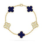 Lucky Clover 5-Motif Bracelet - Lapis Lazuli Collection