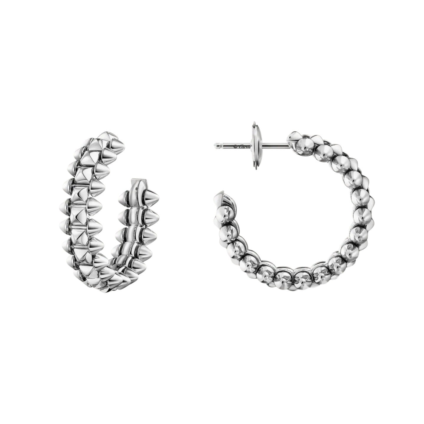 Clash de Hoop Earrings - Small Model - Architectural Studs & Iconic Beads - Modern Contrast Aesthetic