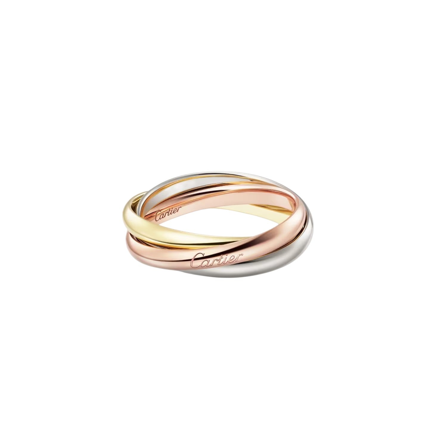 Trinity-Ring – 3,2 mm klassische Fassung – ikonisches ineinandergreifendes Drei-Gold-Design – zeitlose Symbolik