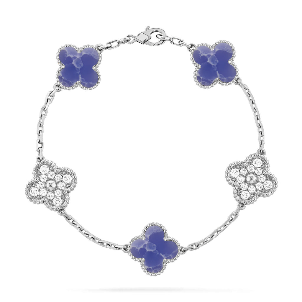 Lucky Clover 5-Motif Bracelet - Blue Larimar Collection