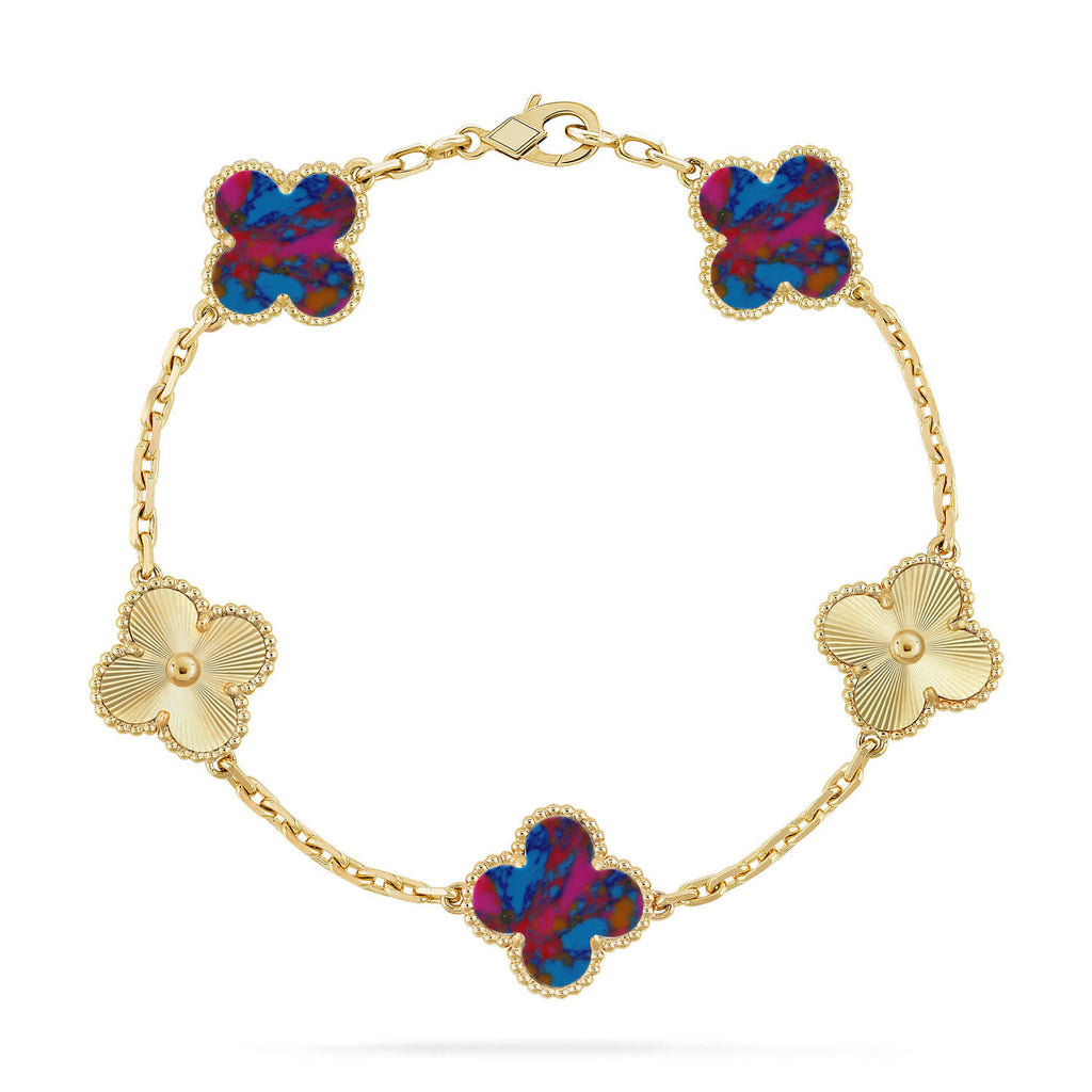 Glücksklee-Armband mit 5 Motiven – Multi-Edelstein-Kollektion