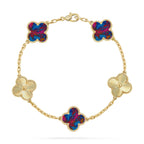 Glücksklee-Armband mit 5 Motiven – Multi-Edelstein-Kollektion