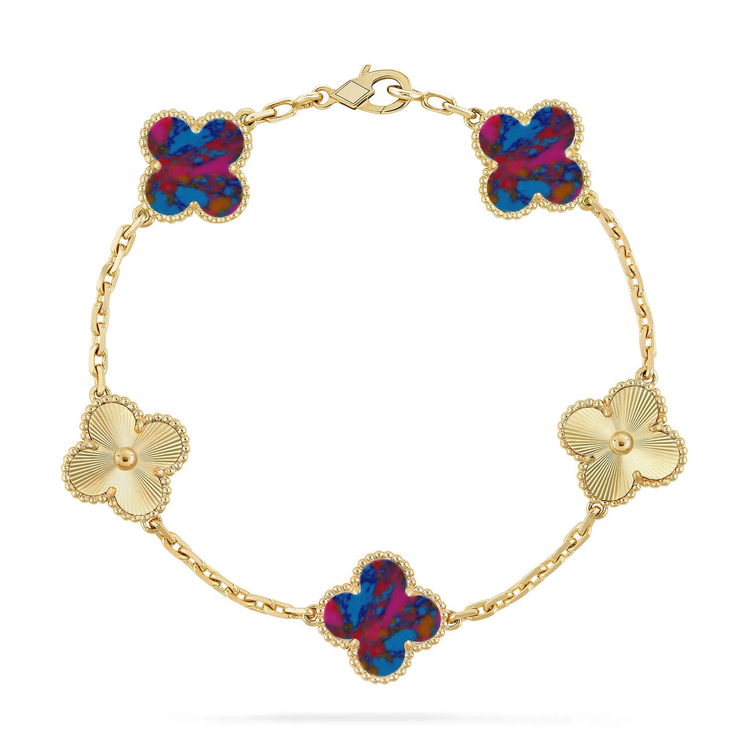 Glücksklee-Armband mit 5 Motiven – Multi-Edelstein-Kollektion