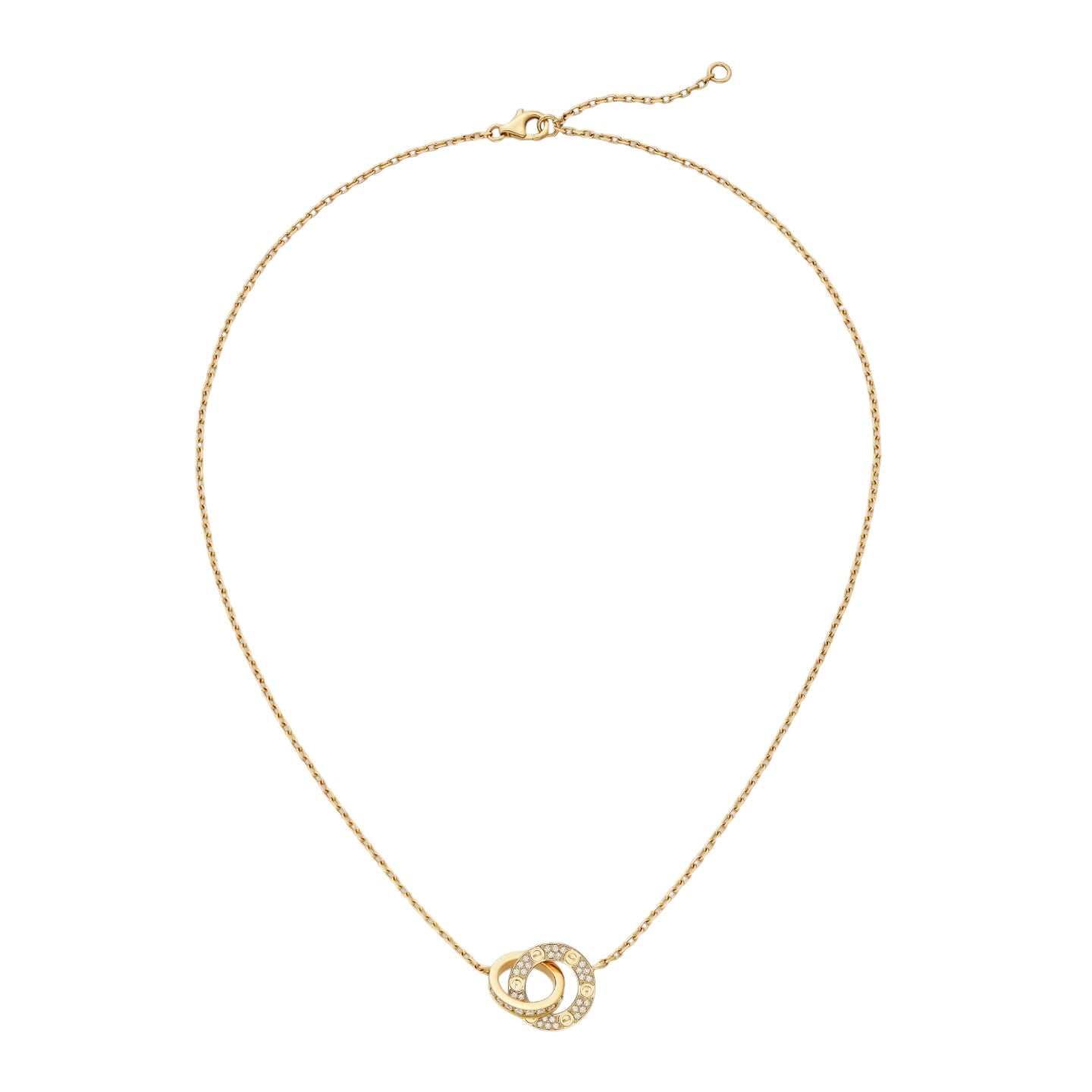 LOVE Double-Ring Pendant Necklace - Eternal Union & Harmony Talisman - Brilliant Diamond Accents