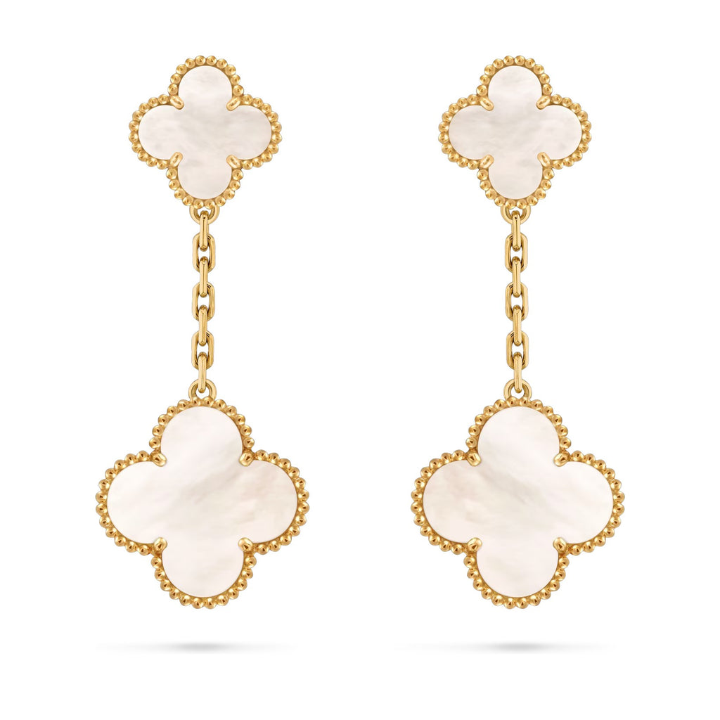 Clover Dual-Motif Statement Stud Earrings - Double-Charm Collection