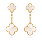 Clover Dual-Motif Statement Stud Earrings - Double-Charm Collection