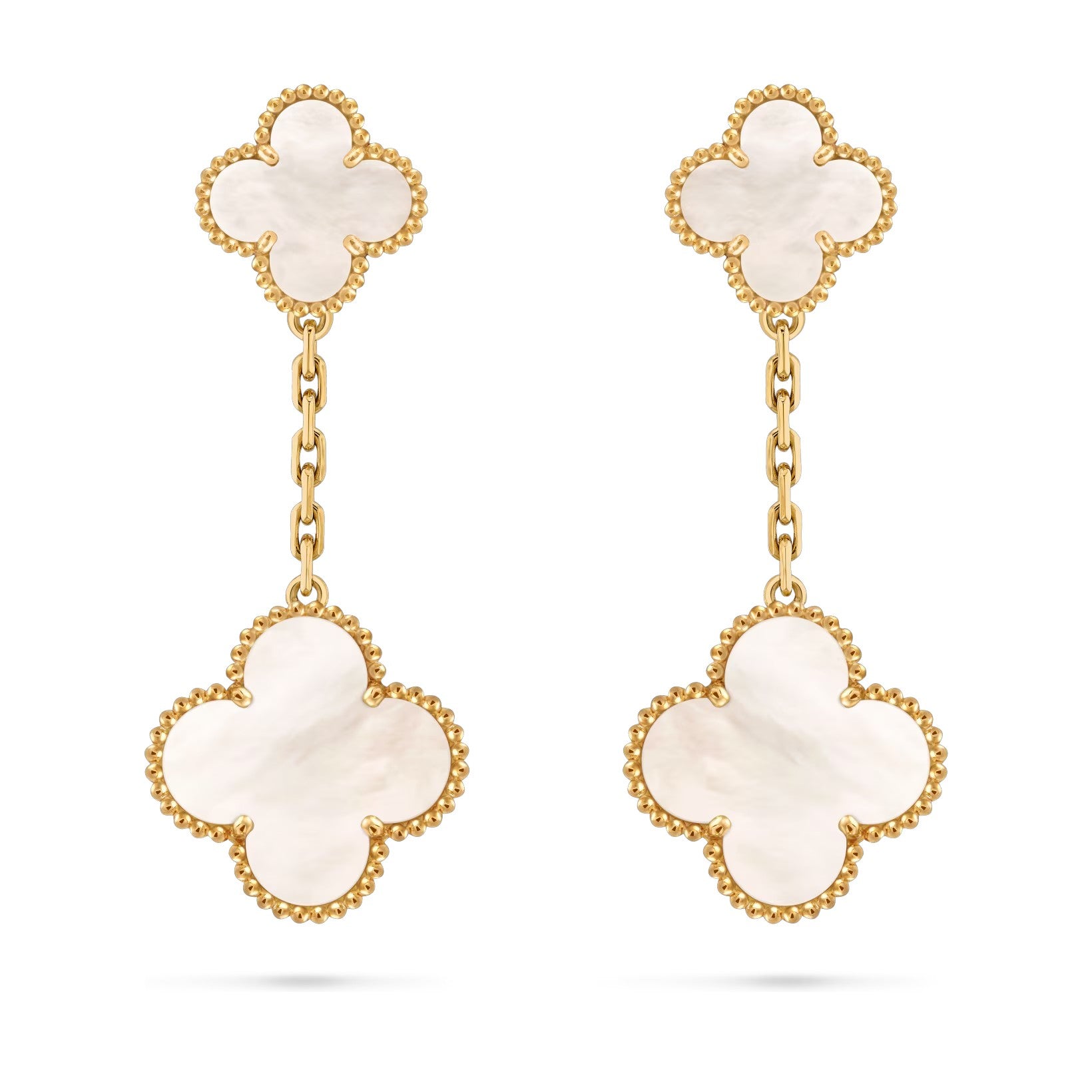 Clover Dual-Motif Statement Stud Earrings - Signature Double-Charm Design Collection