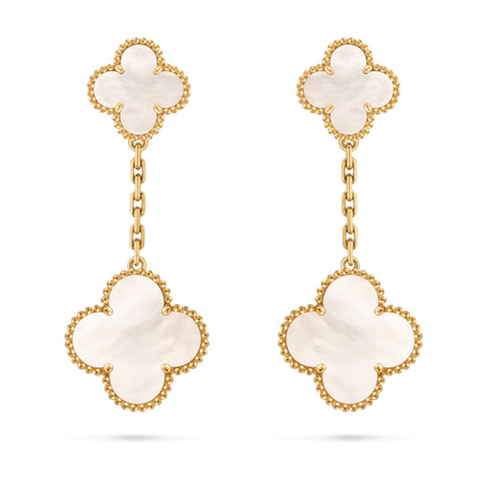 Clover Dual-Motif Statement Stud Earrings - Double-Charm Collection