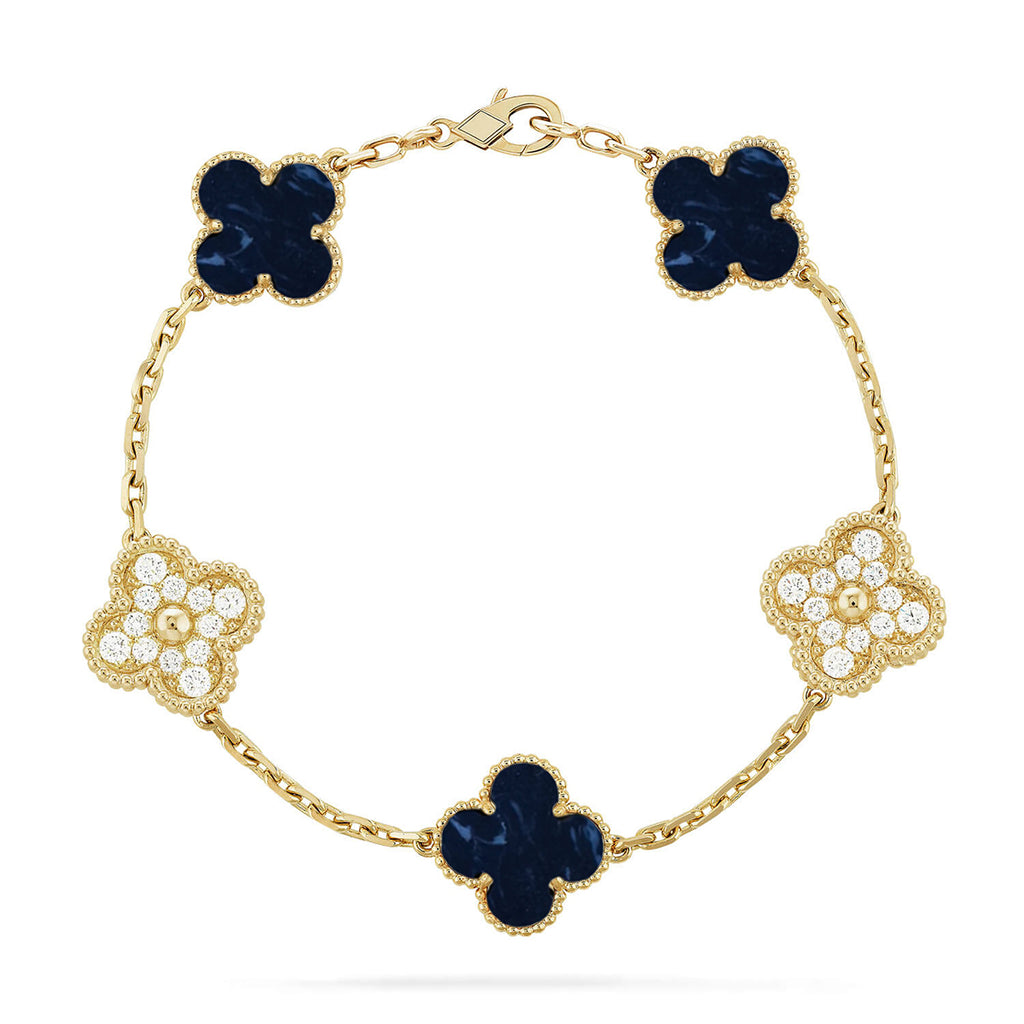 Lucky Clover 5-Motif Bracelet - Pietersite Collection