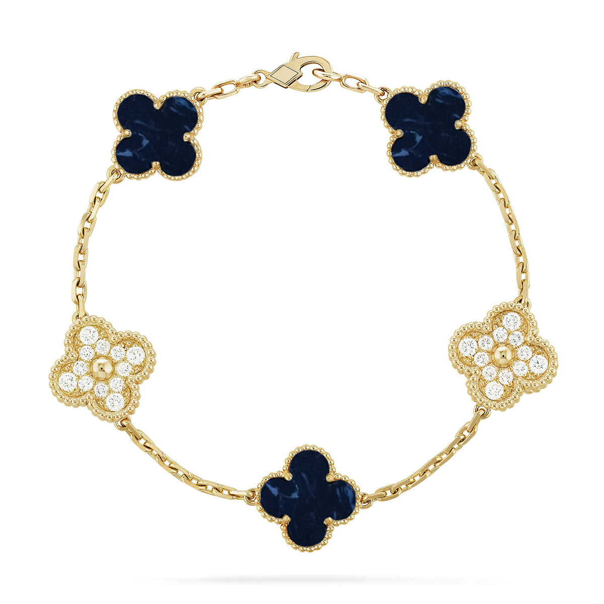 Lucky 5-Motif Clover Prosperity Bracelet - Natural Pietersite Gemstone