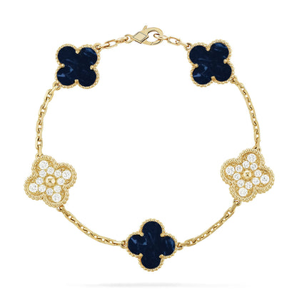 Lucky Clover 5-Motif Bracelet - Pietersite Collection