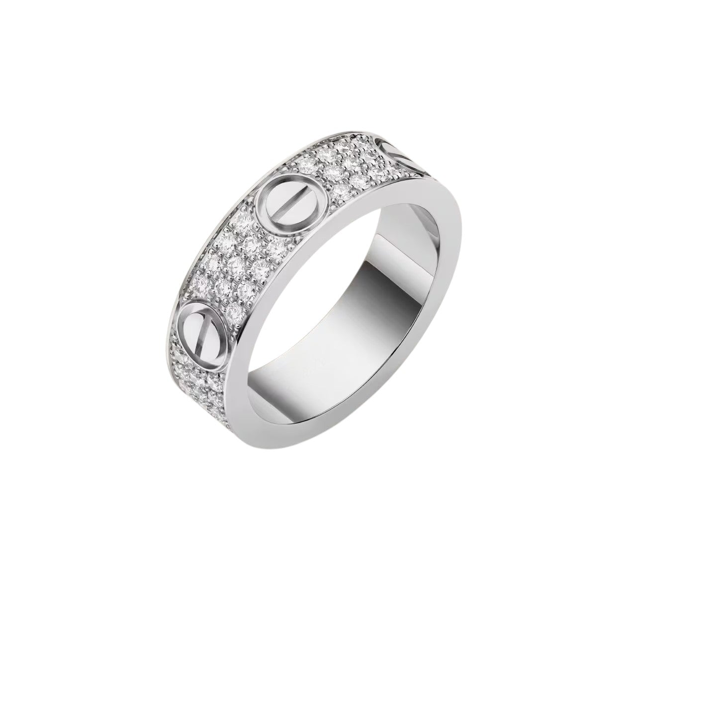 LOVE Voll-Pavé Diamantring – 5,5mm klassische Ringschiene – Ikonische Schrauben & maximale Brillanz