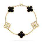 Lucky Clover 5-Motiv Armband – Black Onyx Kollektion