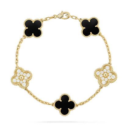 Lucky Clover 5-Motif Bracelet - Black Oxny Collection